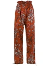 Sissa Floral Agreste Straight Trousers - Red