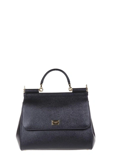 Dolce & Gabbana Miss Sicily Black Dauphine Leather Bag