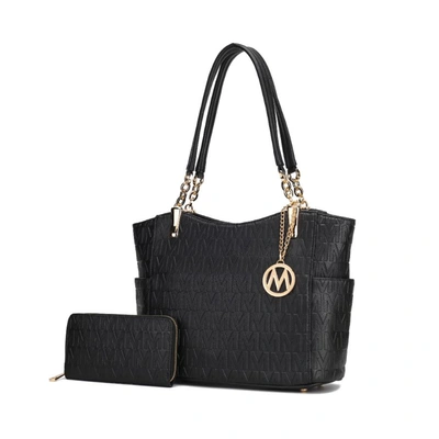 Mkf Collection By Mia K Allison Vegan Leather 2 Pcs Tote & Wallet Handbag In Black