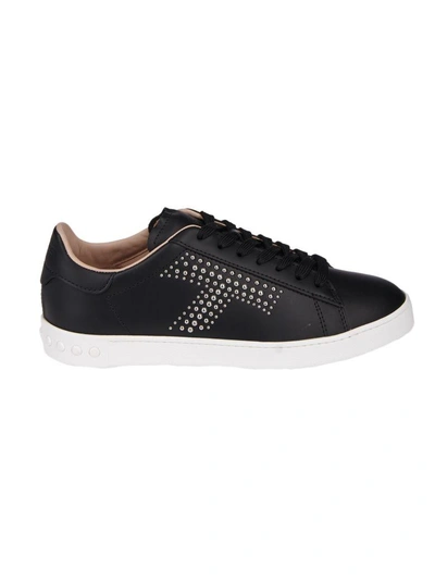 Tod's Studded Lace-up Sneakers In Black