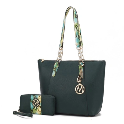 Mkf Collection By Mia K Ximena Vegan Leather Women's Tote Bag With Matching Wristlet Wallet- 2 Pieces In Green