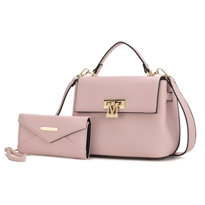 Mkf Collection By Mia K Hadley Vegan Leather Women's Satchel Bag With Wristlet Wallet- 2 Pieces In Pink