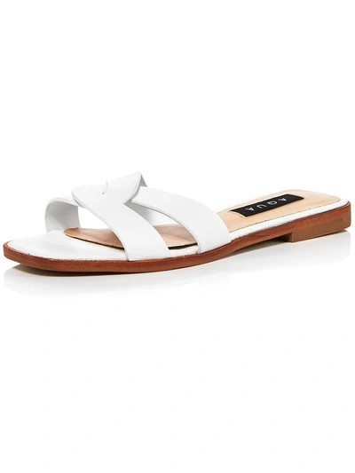 Aqua Kelly Womens Leather Criss-cross Front Flip-flops In White