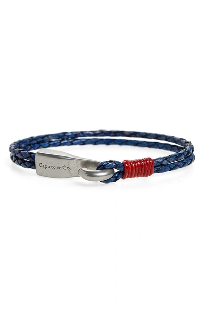 Caputo & Co Leather Bracelet In Antique Blue