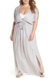 Elan Wrap Maxi Cover-up Dress In Makoto Grey