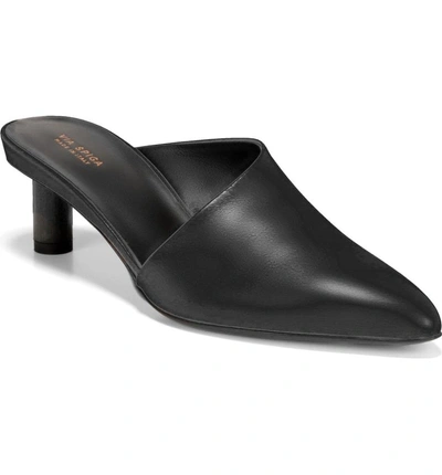Via Spiga Women's Freya Point-toe Cylinder-heel Leather Slide Mules In Black Leather