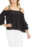 Vince Camuto Off-the-shoulder Ruffle-sleeve Top In Rich Black