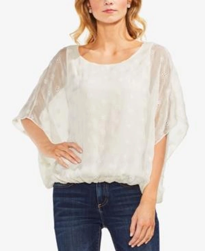 Vince Camuto Embroidered Eyelet Blouse In Antique White