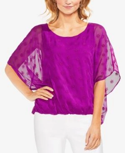 Vince Camuto Embroidered Eyelet Blouse In Fuchsia Fury
