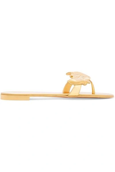 Giuseppe Zanotti Embellished Metallic Patent-leather Sandals In Gold