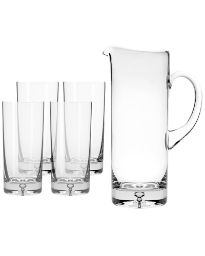 Barski Set Of 4 Glass Pitcher With Highballs And Stirrer