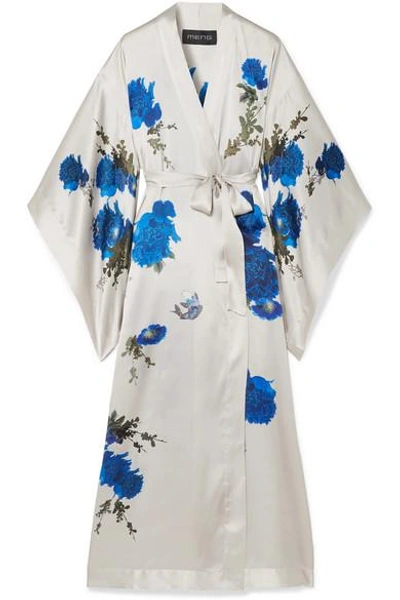 Meng Printed Silk-satin Dressing Gown In White