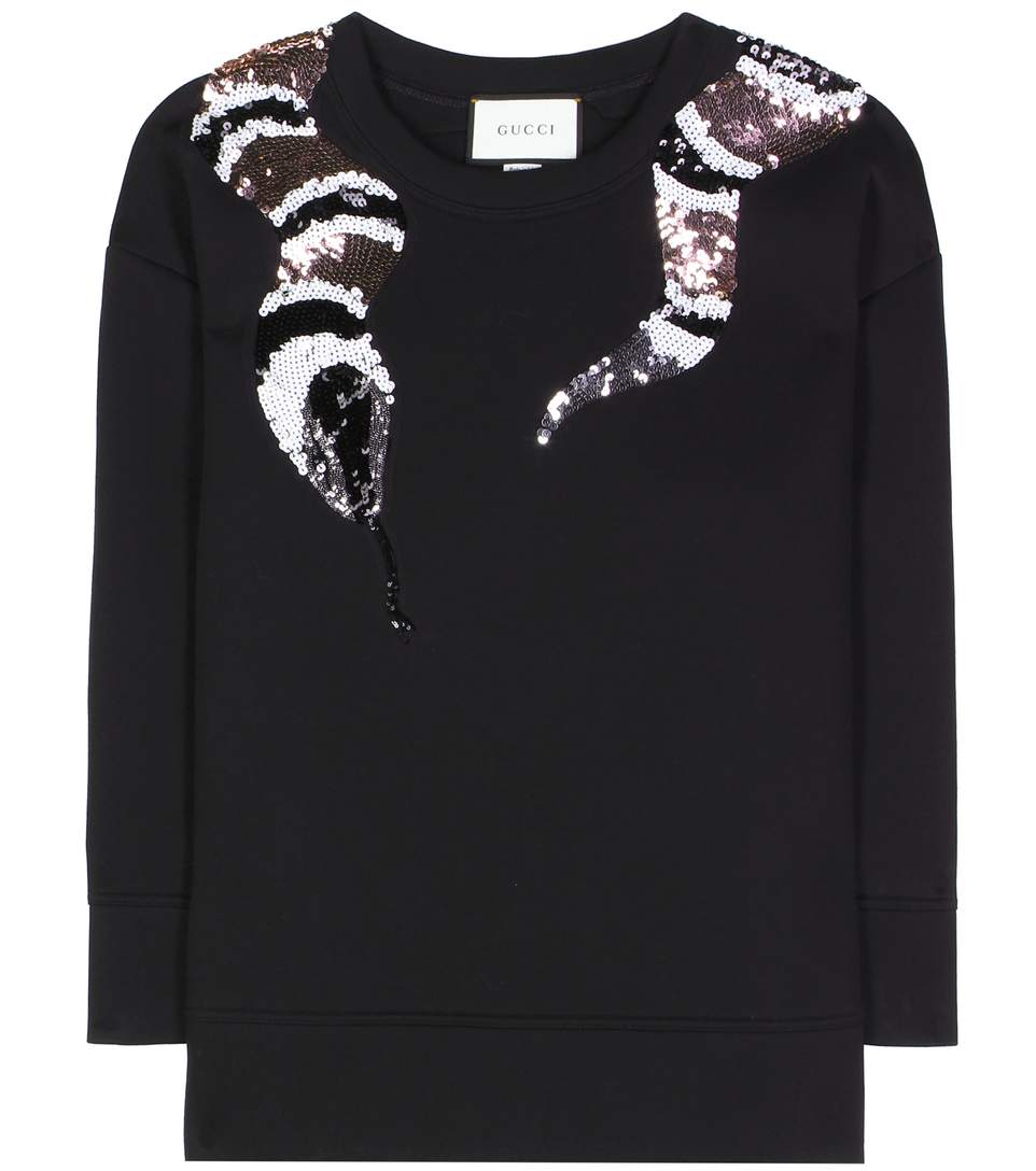 Gucci Sequinned Cotton Sweater In Llack | ModeSens