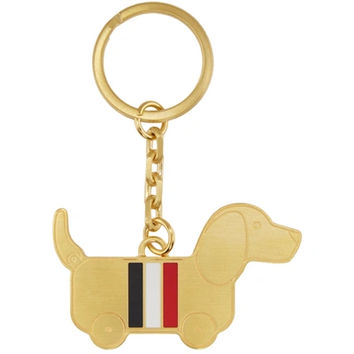 Thom Browne Hector Icon Brass Keyring In Metallic