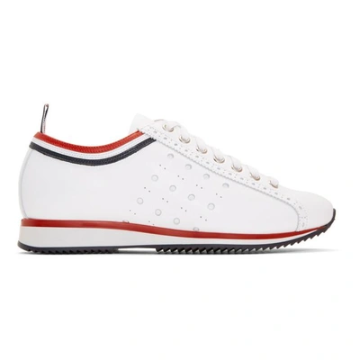 Thom Browne White Rugby Running Shoes Sneakers In 100 White