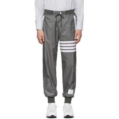 Thom Browne Grey Ripstop Lightweight Four Bar Lounge Pants In 035 Md Grey