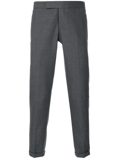 Thom Browne Engineered Striped Side Seam Solid Wool Twill Skinny Trouser In Grey