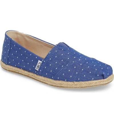 Toms Deconstructed Alpargata Slip-on In Blue Dot Fabric