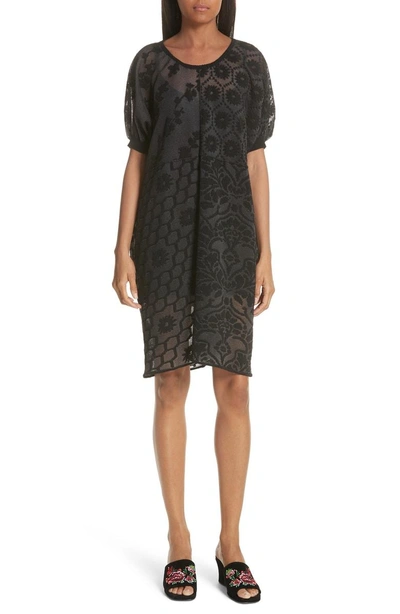Opening Ceremony Floral Patchwork Jacquard Dress In Black