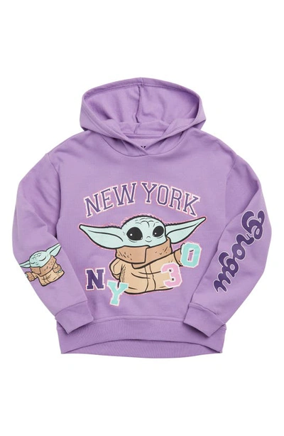 Freeze Kids' Grogu Graphic Fleece Hoodie In Purple