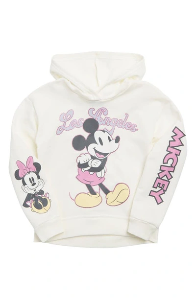 Freeze Kids' Mickey & Minnie Fleece Hoodie In Off White