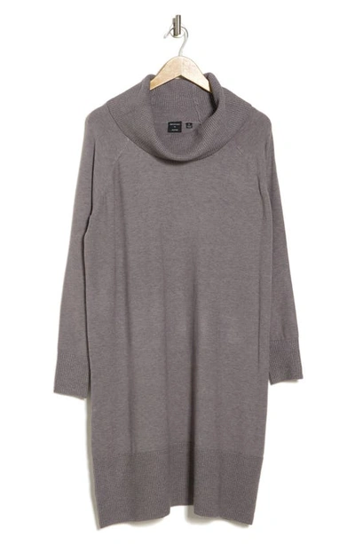 Cyrus Cowl Neck Long Sleeve Sweater Dress In Medium Heather Grey