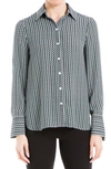 Max Studio Printed Long Sleeve Button-up Shirt In Sgbkdldr