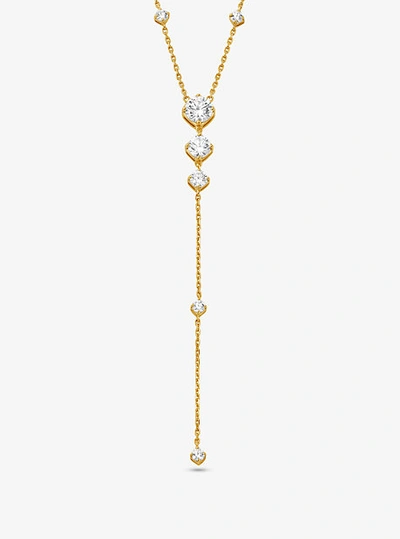 Michael Kors Precious Metal-plated Sterling Silver Cubic Zirconia Lariat Necklace In Gold