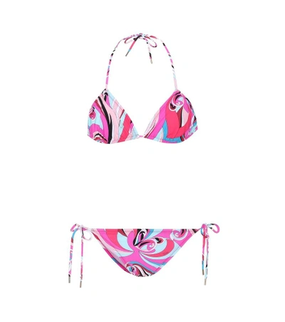 Emilio Pucci Beach Printed Triangle Bikini In Pink