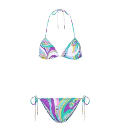 Emilio Pucci Beach Printed Triangle Bikini In Multicoloured
