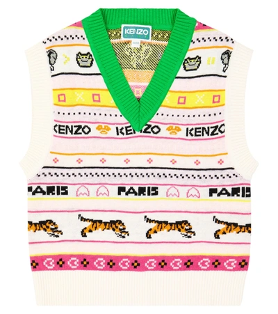 Kenzo Kids' Cotton-blend Waistcoat In White