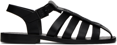 The Row Pablo Leather Sandals In Black
