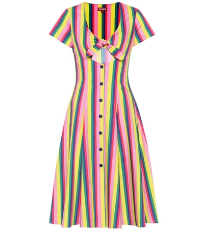 Staud Alice Tie-front Striped Stretch-cotton Poplin Dress In Multicolour