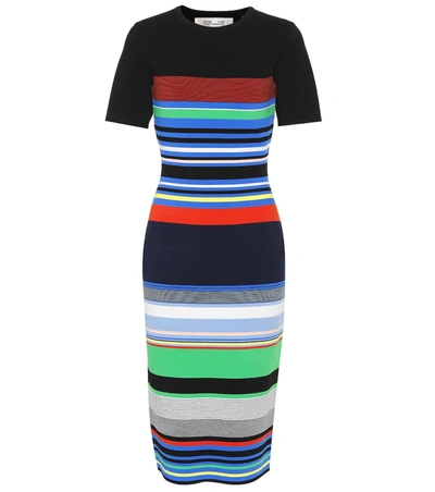 Diane Von Furstenberg Striped Stretch-knit Dress In Multicoloured