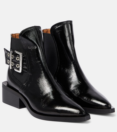 Ganni Faux-leather Chelsea Boots In Black