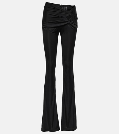 Versace X Dua Lipa Gathered Jersey Flared Pants In Black