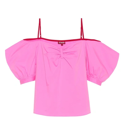 Staud Ruby Sweetheart Neckline Stretch-cotton Top In Pink