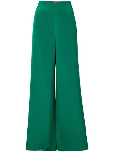 Max Mara Affetto Silk Trousers In Verde Smeraldo
