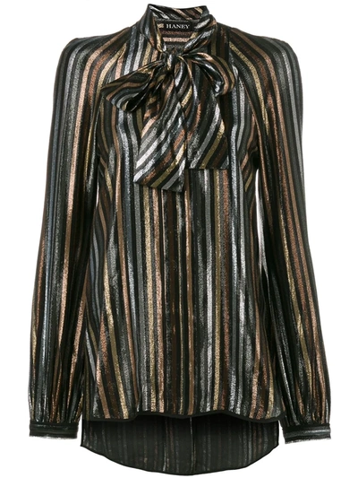 Haney Diana Stripe Blouse In Black