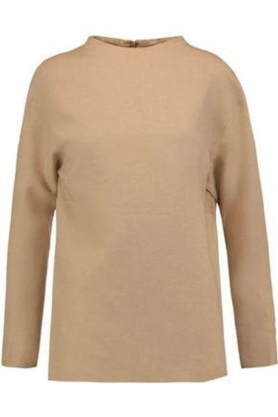 Valentino Woman Wool And Silk-blend Top Beige