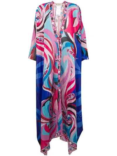 Emilio Pucci Parrots Printed Cotton And Silk-blend Voile Kaftan In Pink