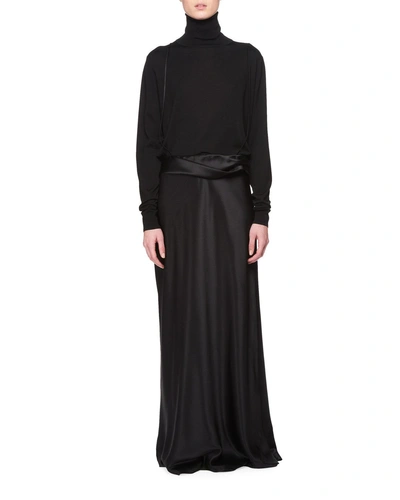 The Row Molly Fold-waist Long Skirt With Suspender Straps In Black