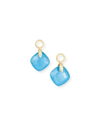 Jude Frances 18k Lisse Small Cushion Earring Charms, Blue Triplet In Bright Blue