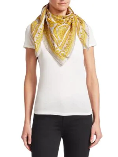 Versace Baroque Fw'91 Silk-twill Scarf In Bianco