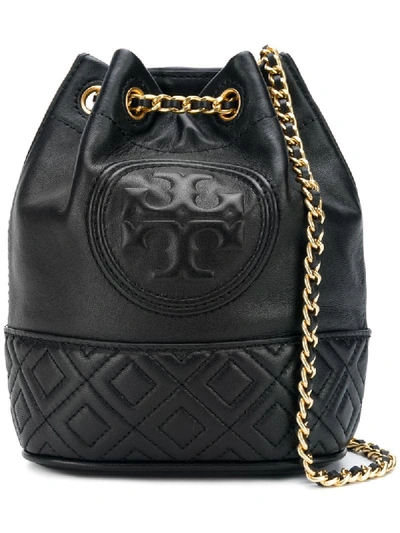 Tory Burch Fleming Leather Bucket Bag - Black In Black