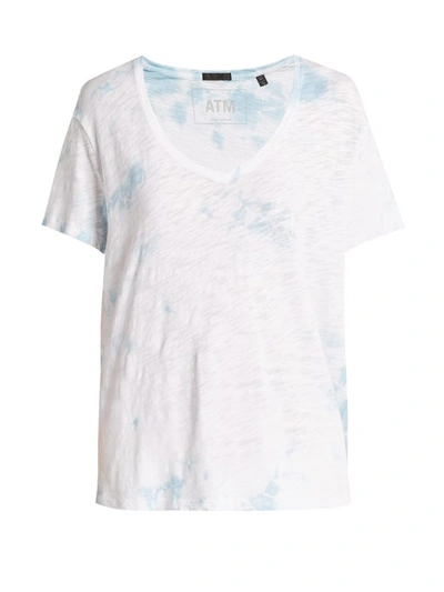 Atm Anthony Thomas Melillo Atm - Boyfriend V Neck Cotton T Shirt - Womens - Blue White