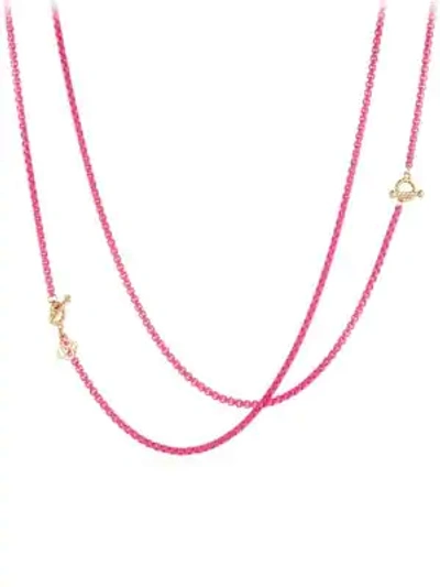 David Yurman Bonaire 14k Gold & Coral Enamel Chain Necklace In Pink