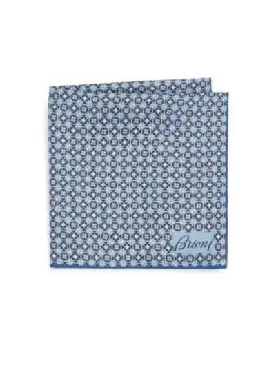 Brioni Pinwheel Silk Pocket Square In Royal Blue