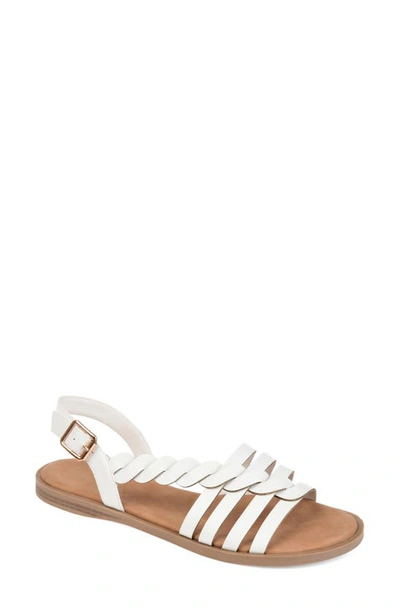 Journee Solay Braided Strappy Sandal In White