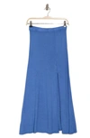 Go Couture Side Slit Maxi Skirt In Blue Perennial